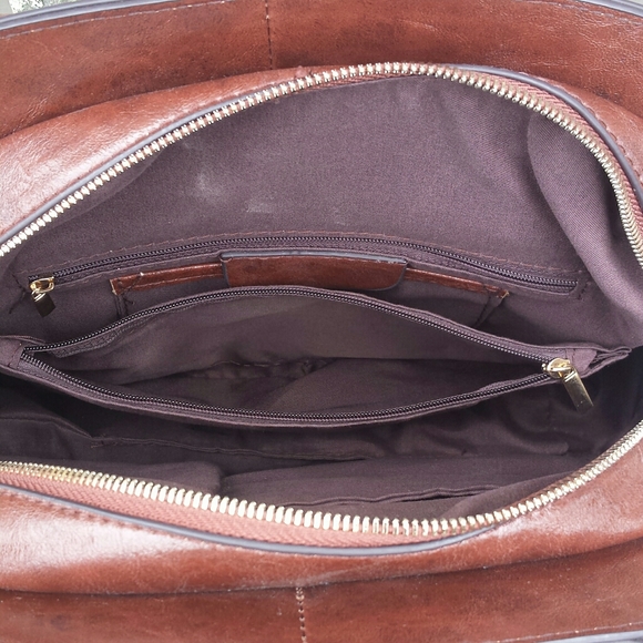 NWT Sorrentino Oval Structured Satchel Handbag With Punched Design - Picture 13 of 16